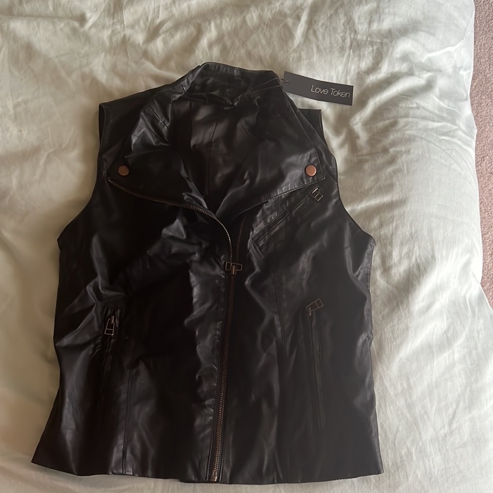NWT Love Token leather vest
